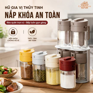 Hũ gia vị thủy tinh nắp khóa chắc chắn giữ khô ráo dễ quan sát chịu nhiệt dùng cho bếp gia đình dã