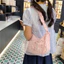 SQ11 Túi đeo dưới cánh tay thông thường kẻ sọc đơn giản Hello Kitty canvas nhẹ đi lại túi nách