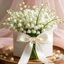 1Pc Hoa nhân tạo Lily of the Valley Hoa giả thực tế có thân cho bàn bình hoa Trung tâm