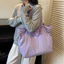 Dung Tích Lớn Nhẹ Di Động Túi Đeo Vai Đi Lại Túi Tote Nhiều Màu Sắc Nylon Túi Vải Lưu Trữ Vải
