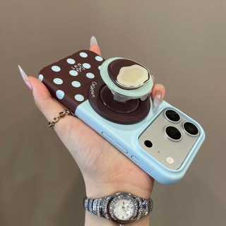 Advanced Blue Brown Wave Dot Coconut Giá đỡ từ tính Vỏ điện thoại di động Thích hợp cho iPhone17 Pro Max 16 15 Pro Max Bảo vệ Camera chống sốc Vỏ cứng chống rơi