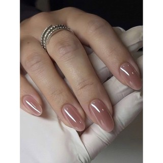 Nailbox móng tay giả thiết kế sang trọng basic đơn giản nhã nhặn đi tiệc hằng ngày nude hồng tráng gương (A13)