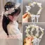 PNPIA- Trang Sức Tóc Trẻ Em Quà Tặng Mùa Xuân Bohemian Bé Gái Cô Dâu Ngọc Trai Tóc Mũ Hoa Vòng Hoa Cô Dâu Vòng Hoa Đầu Vòng Hoa
