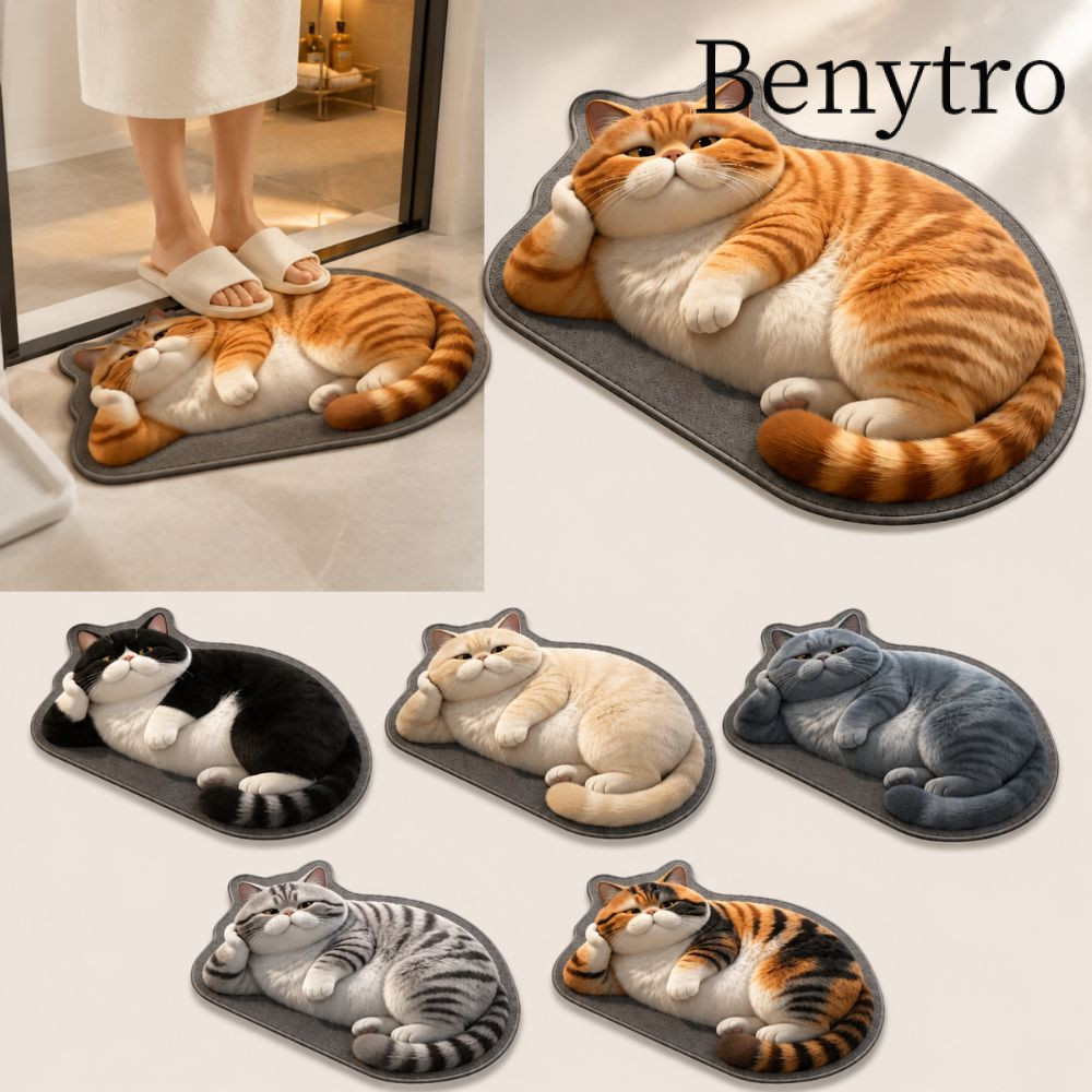 Benytro Thảm trải sàn hình mèo BENYTRO 40×60CM, thấm nước, chống trượt, giặt được, decor phòng ngủ/phòng tắm