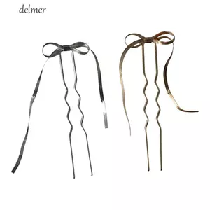 DELMER Nơ Tóc Dính Hanfu Dễ Thương Cho Nữ Ngọt Ngào Mũ Phong Cách Hàn Quốc Tính Khí Hình Chữ U Kẹp Tóc