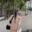 Wasteland Style Niche Thin Style Lazy Style Covering Meat Commuter Sling + Áo hai mảnh