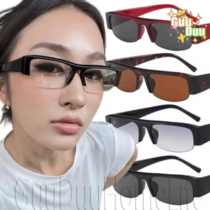 Kính râm chống nắng mùa hè - dành cho đồ dạo phố cay cho bé gái - Thời trang, Vintage, Y2K - Không trang trí trang điểm - Kính khung nửa hình chữ nhật / Giao hàng miễn phí