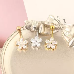 ECK Tinh Tế Zircon Thép Không Gỉ Cơ Thể Trang Sức Hoa Bụng Nút Nhẫn Dangling Piercings Phụ Kiện Dễ Thương Goth Nữ Gợi Cảm Rốn Xuyên HOT