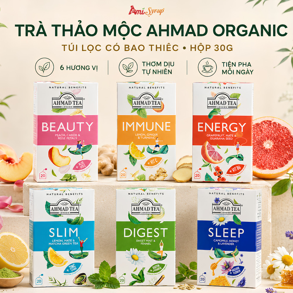 Trà Thảo Mộc AHMAD Organic Túi Lọc Có Bao Thiếc - Hộp 30g (20 Túi Lọc)