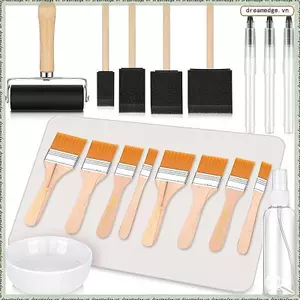 Bút nước cọ bọt, Con lăn cao su 4 Inch, Thảm trải bàn silicon, Bộ dụng cụ tháo chai (19 miếng), Bao gồm bàn chải