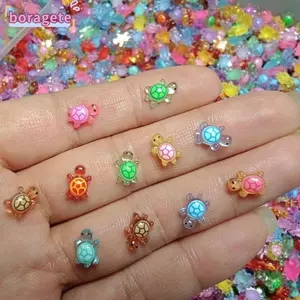 BORAGETE 100 Chiếc Động Vật Nhựa Mini, Rùa Dạ Quang Màu Dopamine DIY, Bức Tượng Nhỏ Hoạt Hình Phát Sáng Trong Bóng Tối Cho Điện Thoại Kẹp Tóc DIY
