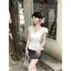 Áo sơ mi nơ ren cổ chữ V Phiên bản Hàn Quốc ngọt ngào Phiên bản dáng rộng mùa hè Áo sơ mi chui đầu thông thường hàng ngày