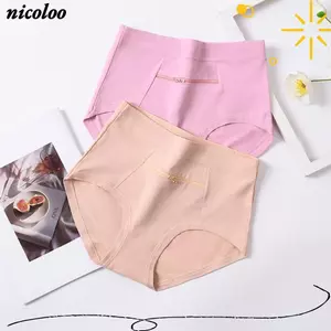 Quần Lót Nữ NICOLOO, Quần Lót Cotton Cao Cấp Màu Trơn, Thoải Mái Với Túi Dây Kéo Tất Cả Các Mùa Quần Lót Co Giãn Thoáng Khí Nữ