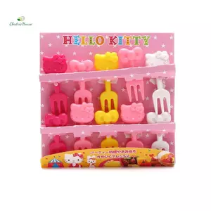 10 Cái / bộ Mèo Mini Động Vật Hoạt Hình Thực Phẩm Pis Trẻ Em Ốc Nĩa Trái Cây mới