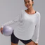 Không Miếng Lót Thể Thao Top Arc Hem Đường Cổ Lớn Thân Thiện Với Da Dài Tay Tập Gym Chạy Bộ