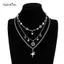 AqToCna Y2K Kim Loại Thời Trang Bạc Nhiều Lớp Pentagram Nelace Nữ Tuyên Bố Trang Sức Hàng Ngày Và Đảng AqToCna