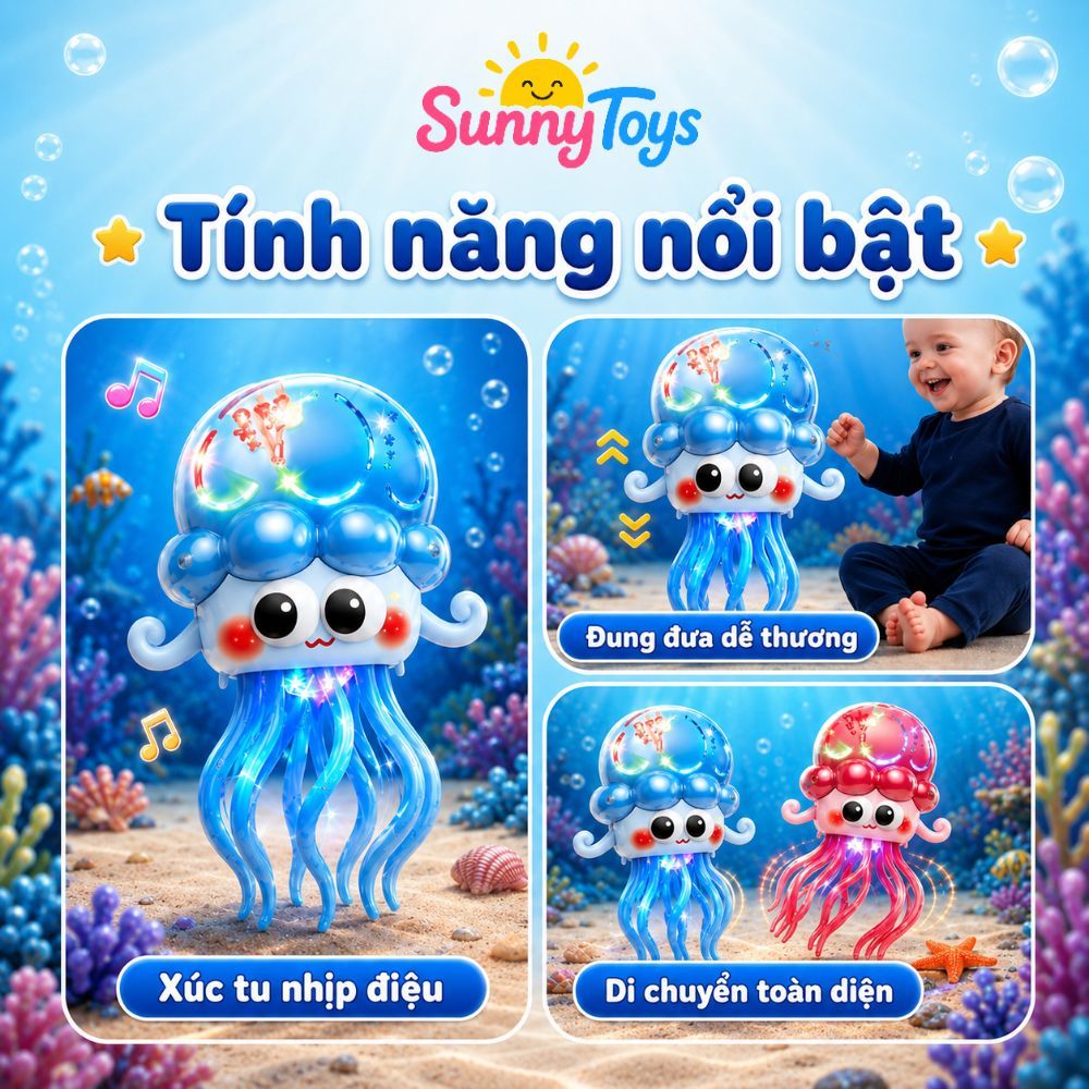 Đồ Chơi Bạch Tuộc SunnyToys Có Đèn Nhạc - Nhảy Múa Vui Nhộn, Tự Đổi Hướng Khi Chạy