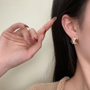 Merad Màu Cà Phê Retro Bông Tai Nữ Nhẹ Sang Trọng Cao Cấp Mắt Hổ Bông Tai Niche Thiết Kế Tinh Tế Phù Hợp Với Bông Tai