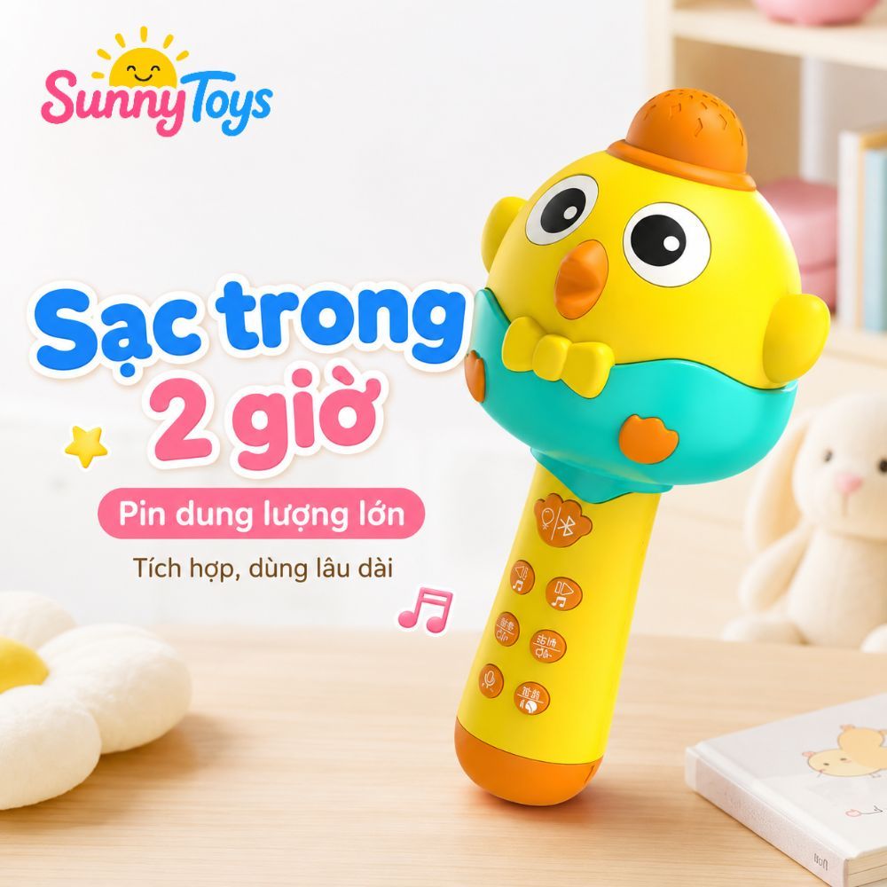 Micro Gà Con SunnnyToys Có Bluetooth - Đồ Chơi Karaoke Sạc Điện Cho Bé Vui Hát