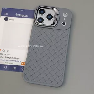 Dành Cho Apple 17promax Vỏ Điện Thoại Màu Trơn Dệt Họa Tiết Mạ Điện Ống Kính 16 Vỏ Mềm Chống Sốc 15 / 14 Ánh Sáng Mỏng