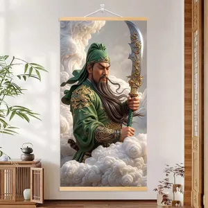 Thần Tài Quan Công Treo Tranh May Mắn Thịnh Vượng Nhà Cuộn Tranh Trang Trí Phòng Khách Phòng Ngủ Khung Nhà Thị Trấn Tranh Trang Trí Tường 6.