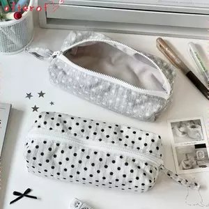 Túi đựng bút AFTEROF, Bút chì thiết kế chấm bi dung lượng lớn, Túi đựng văn phòng phẩm cảm ứng mềm Hàn Quốc dành cho học sinh