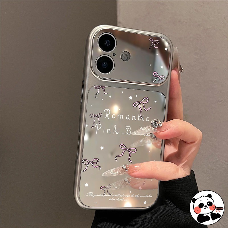 Ốp Điện Thoại Gương Nơ Thanh Lịch Cho Realme GT8 Pro GT 7T GT6 6T Neo 7X 6 SE P4 P3 Lite P1 Tốc Độ V70S V25 V23i V11S V13 V5 5G 4G Vỏ PU Hoạt Hình Dễ Thương Ngôi Sao Ins Phong Cách Vỏ Mềm