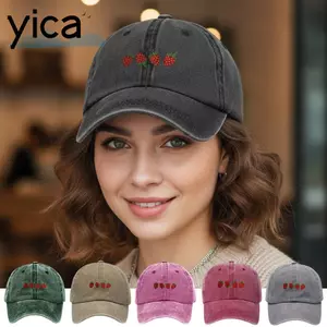 Mũ Bóng Chày In Hình Dâu Tây YICA, Mũ Đạt Đỉnh Có Thể Điều Chỉnh Hip Hop, Retro Chống Nắng Đau Khổ Rửa Cotton Bố Mũ Dành Cho Nam Nữ Unisex