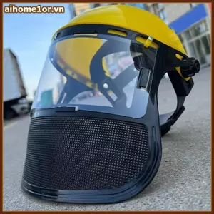 Mũ bảo hiểm an toàn mặt nạ lưới thoáng khí AIHOM để bảo vệ cắt tỉa cỏ toàn diện,