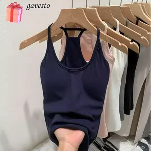Áo Tank Mùa Hè GAVESTO, Có Miếng Lót Áo Sơ Mi Cổ Chữ U, Áo Sơ Mi Không Tay Slim Camisoles Áo Cho Nữ