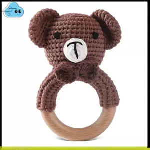 Bé Sơ Sinh Lục Lạc Gỗ Móc Gấu Handmade Thú Nhồi Bông Đồ Chơi Cầm Cho Sự Phát Triển Sớm Hữu Cơ