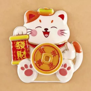 Kuny Xoay Thần Tài Mèo May Mắn Miếng Dán Tủ Lạnh Tiền Sáng Tạo Cán Từ Đồ Trang Trí Lễ Hội Trang Trí Dán DXFY
