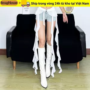 SNUGHOUSE Xù Thắt Lưng Nữ, Dây Thắt Lưng Dài Tua Rua hông, Thời Trang Y2K Váy Mini Trắng Gợi Cảm Dạo Phố