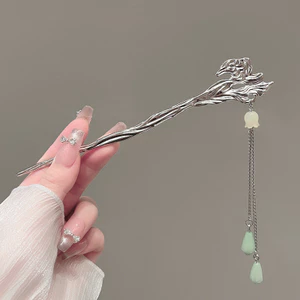 Mới Phong Cách Trung Quốc Hoa Hạt Bạc Kẹp Tóc Hợp Kim Nữ Kẹp Tóc Mũ Đội Đầu Sau Cổ Cao Cấp Kẹp Tóc Tua Rua