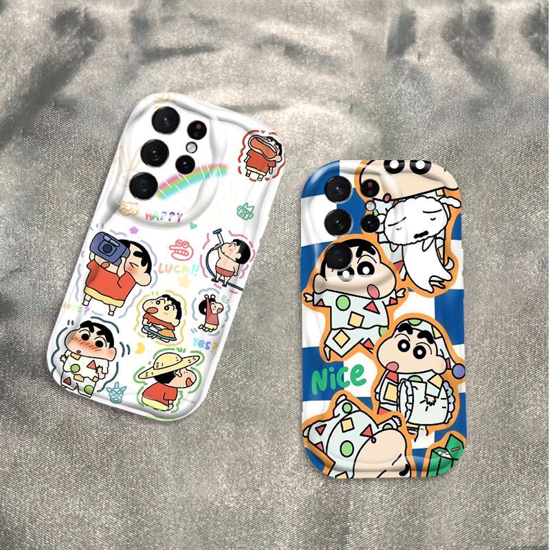 Thích Hợp Cho Samsung S20 S21 S22 S23 S24 S25 S26 + FE Plus Ultra 3D Bảo Vệ Mềm Crayon Shin-chan Vỏ Điện Thoại Chống Sốc