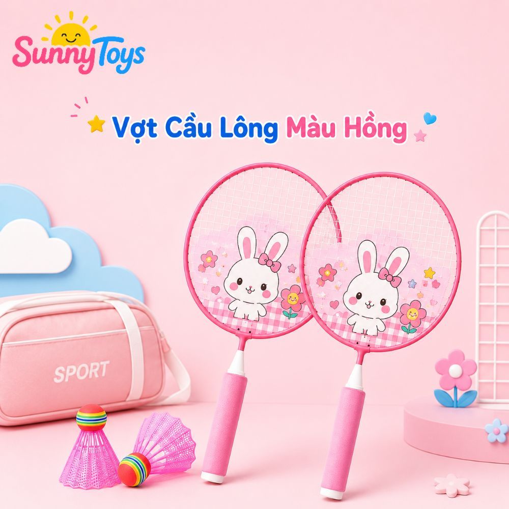 Bộ Cầu Lông Mini SunnyToys Cho Bé - Vợt Nhẹ Dễ Cầm, Chơi Trong Nhà Ngoài Trời