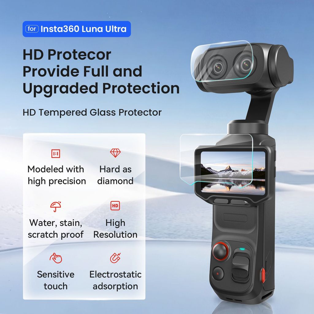 Tương thích với bảo vệ màn hình ống kính Insta360 Luna Ultra, kính cường lực, phụ kiện ống kính máy ảnh Luna
