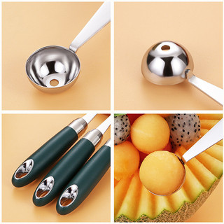 Thép không gỉ 304 Quả Bóng Đào Cắt Dưa Hấu Dụng Cụ Tiện Dụng Đào Kem Thìa Trái Cây Chia Khắc Bóng Thìa