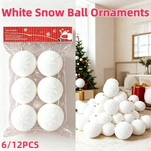 Mới 6 Cái / 12 Chiếc Cây Giáng Sinh Trắng Quả Bóng Tuyết Bọt Đồ Trang Trí Cho Tiệc Và Trang Trí Nhà Cửa