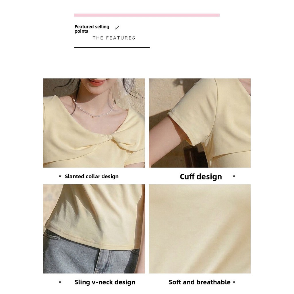 Mutu Pháp Phong Cách Mới Mùa Hè Áo Thun Tay Ngắn Áo Thun Nữ 2026 Thời Trang Sang Trọng Nhỏ Slim-fit Ôm Hơn Nhìn Top