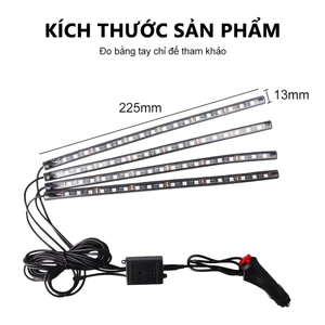 Đèn Led Gầm Ghế Ô Tô Nội Thất Nháy Theo Nhạc, Nhiều Chế Độ Màu Sắc, Cắm USB/Tẩu, Điều Khiển Từ Xa