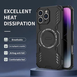 Ốp điện thoại, cho iPhone 16, 16pro, 16 +, 16promax, 15, 15pro, 15 +, 14 +, 4G và 5G, Thiết kế tản nhiệt thoáng khí, có túi khí từ tính, sạc không dây, chống trượt và chống sốc