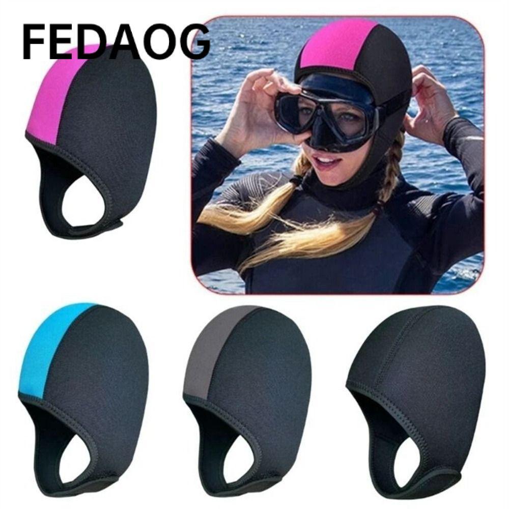 Mũ lặn cao su tổng hợp FEDAOG, Mũ bơi dày 2,5mm, Mũ trùm đầu giữ nhiệt bằng Nylon nam nữ