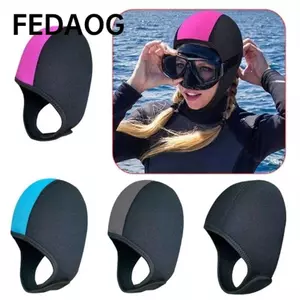 Mũ lặn cao su tổng hợp FEDAOG, Mũ bơi dày 2,5mm, Mũ trùm đầu giữ nhiệt bằng Nylon nam nữ