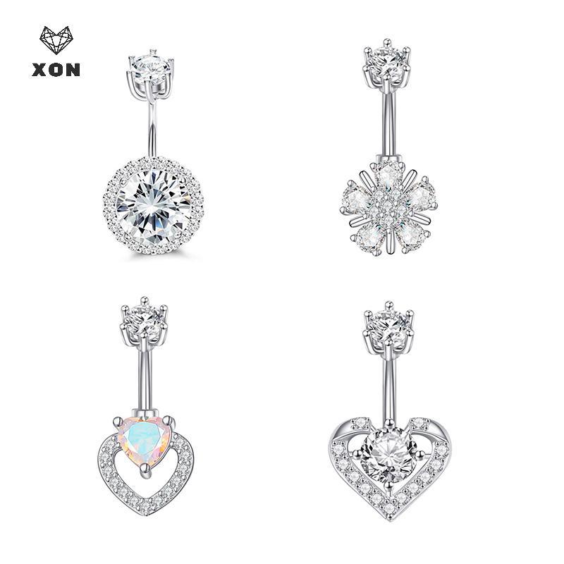 [XON] Nhẫn buộc bụng pha lê thời trang Zircon dành cho nữ Cô gái Trái tim tinh tế Bướm rốn Nhẫn đeo chéo cơ thể Quà tặng trang sức [Mina]