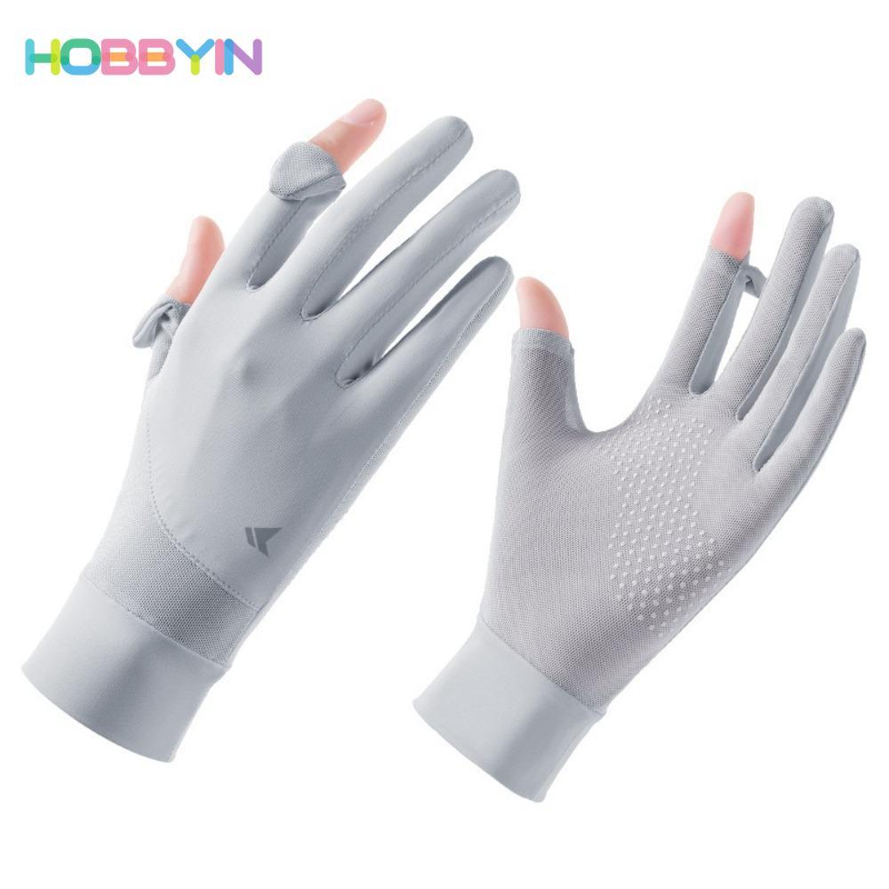 Găng tay lụa cao đàn hồi chống tia UV, lái xe cảm ứng màn hình, lưới chống trượt, thể thao ngoài trời
