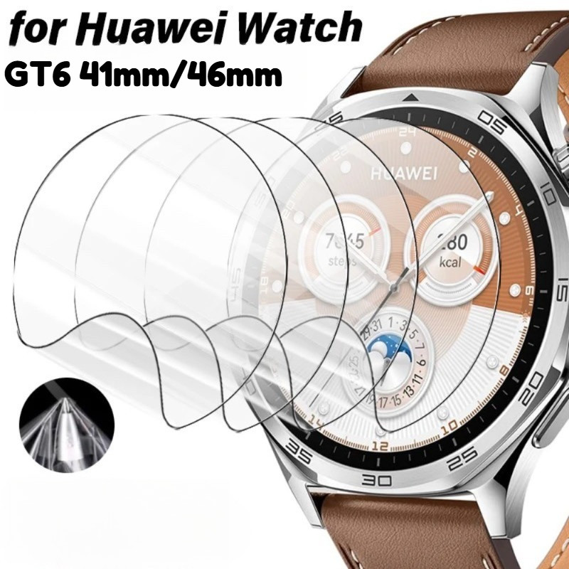 Full Cover HD Trong Suốt Mềm Hydrogel Cho Huawei Watch GT6 46mm 41mm Sợi Carbon Mặt Sau Phim Dành Cho Đồng Hồ Thông Minh Huawei GT 6 46mm 41mm Cong Cạnh Đen Kính Bảo Vệ Màn Hình