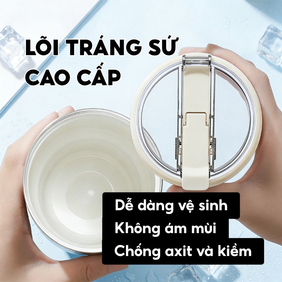 Ly giữ nhiệt lõi tráng sứ 84T1200C Lavender, inox304, dung tích lớn 1200ml, khắc tên theo yêu cầu
