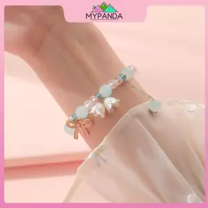 MYPANDA Ngọt Ngào Vintage Ngọc Trai Hoa Lily Vòng Tay Nữ Hàn Quốc Dễ Thương sel Màu Hồng Mặt Dây Chuyền Vòng Tay Trang Sức.