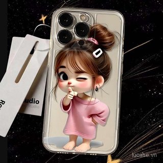 Ốp điện thoại hoạt hình hoạt hình Ball Head Girl Thích hợp cho iPhone 11promax 11 12 13 14 promax 17promax 17 16 15 pro max xr xs 12promax Vỏ bảo vệ trong suốt chống sốc